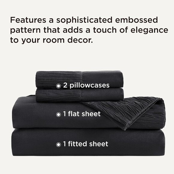 🆕 4 Pieces Black Luxury California King Polyester Microfiber Cooling Bed Sheet - Picture 2 of 7
